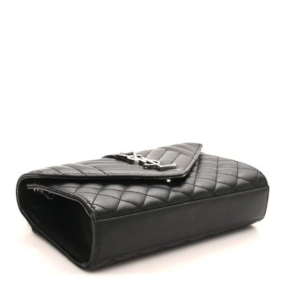 Grain De Poudre Textured Mixed Matelasse Triquilt Small Monogram Satchel Black