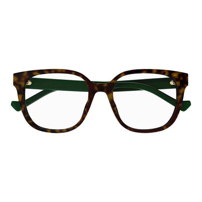 Gucci Eyeglasses Square Full Rim, Dark Havana Frame and Clear Demo Lenses Lens GG1305OA002