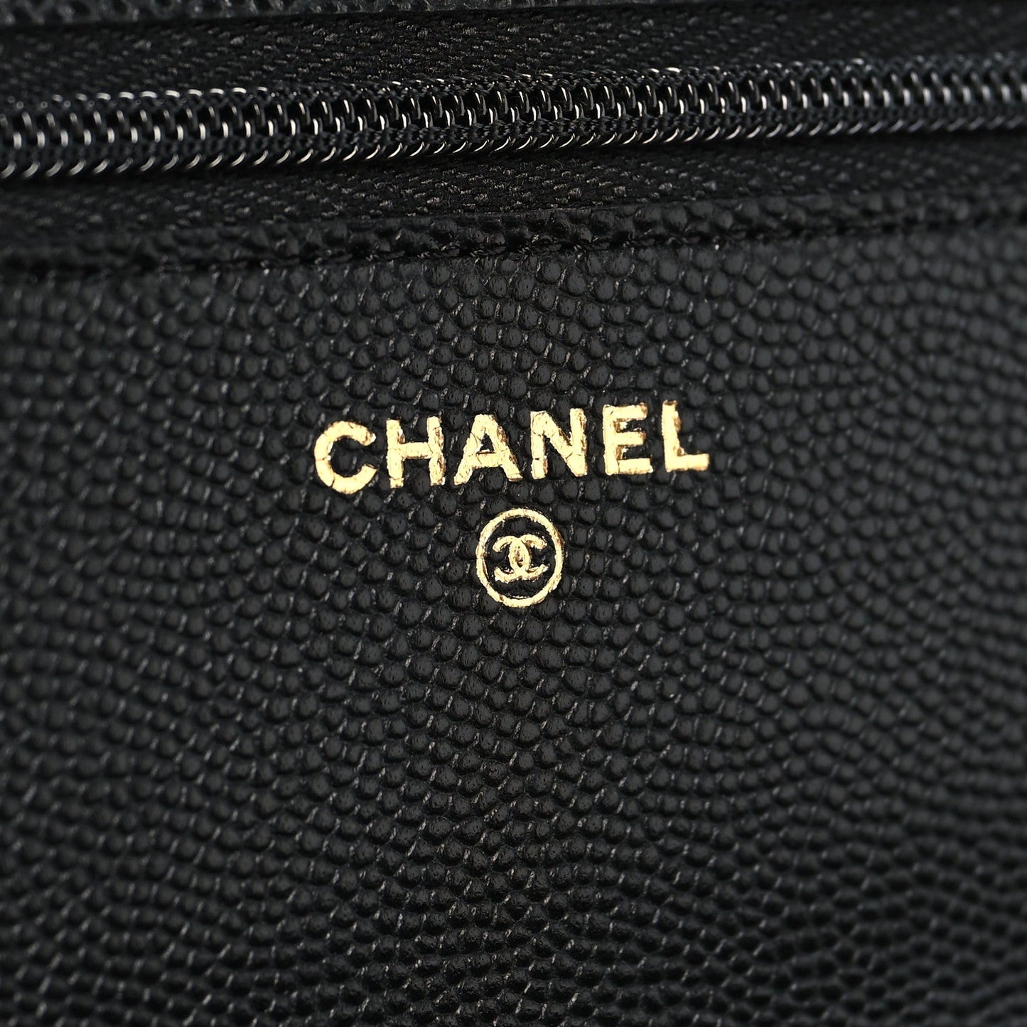 Caviar Quilted Enamel Coco Casino Wallet On Chain WOC Black