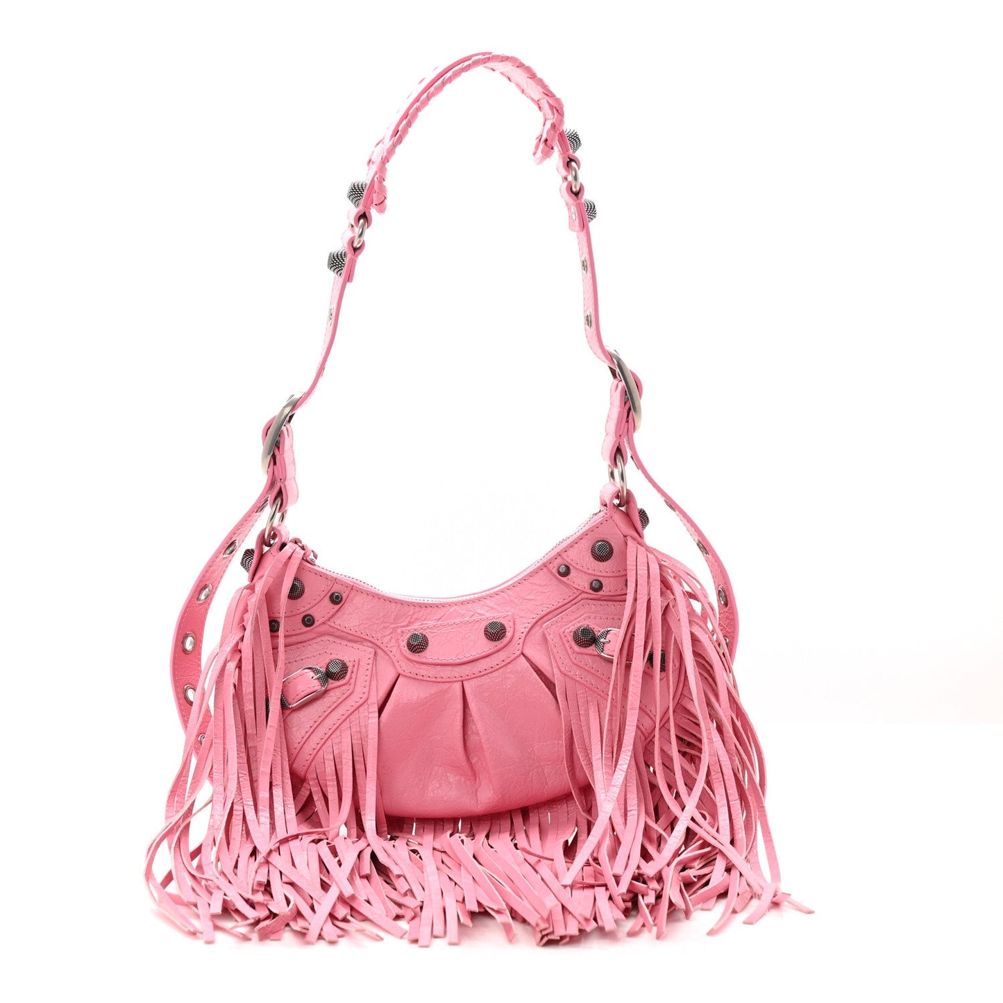 Agneau Arena Le Cagole Fringe Shoulder Bag XS Sweet Pink