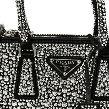 Satin Crystal Mini Galleria Double Zip Tote Metal