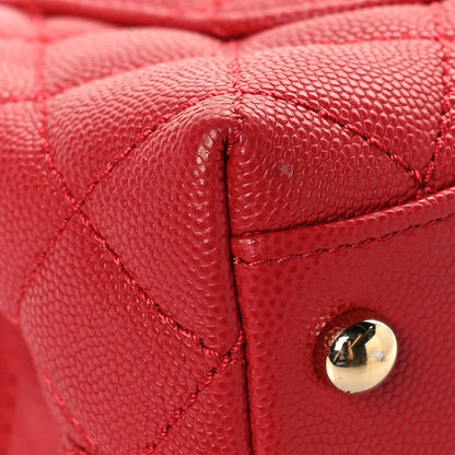 Caviar Lizard Embossed Quilted Extra Mini Coco Handle Flap Red