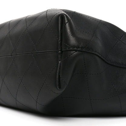 Calfskin Quilted Small Maxi Hobo Black