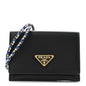 Vitello Card Holder With Braided Strap Black