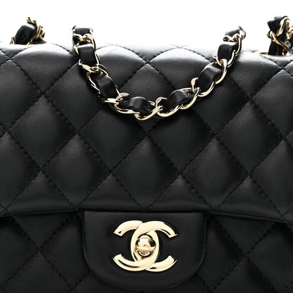 Lambskin Quilted Mini Square Flap Black