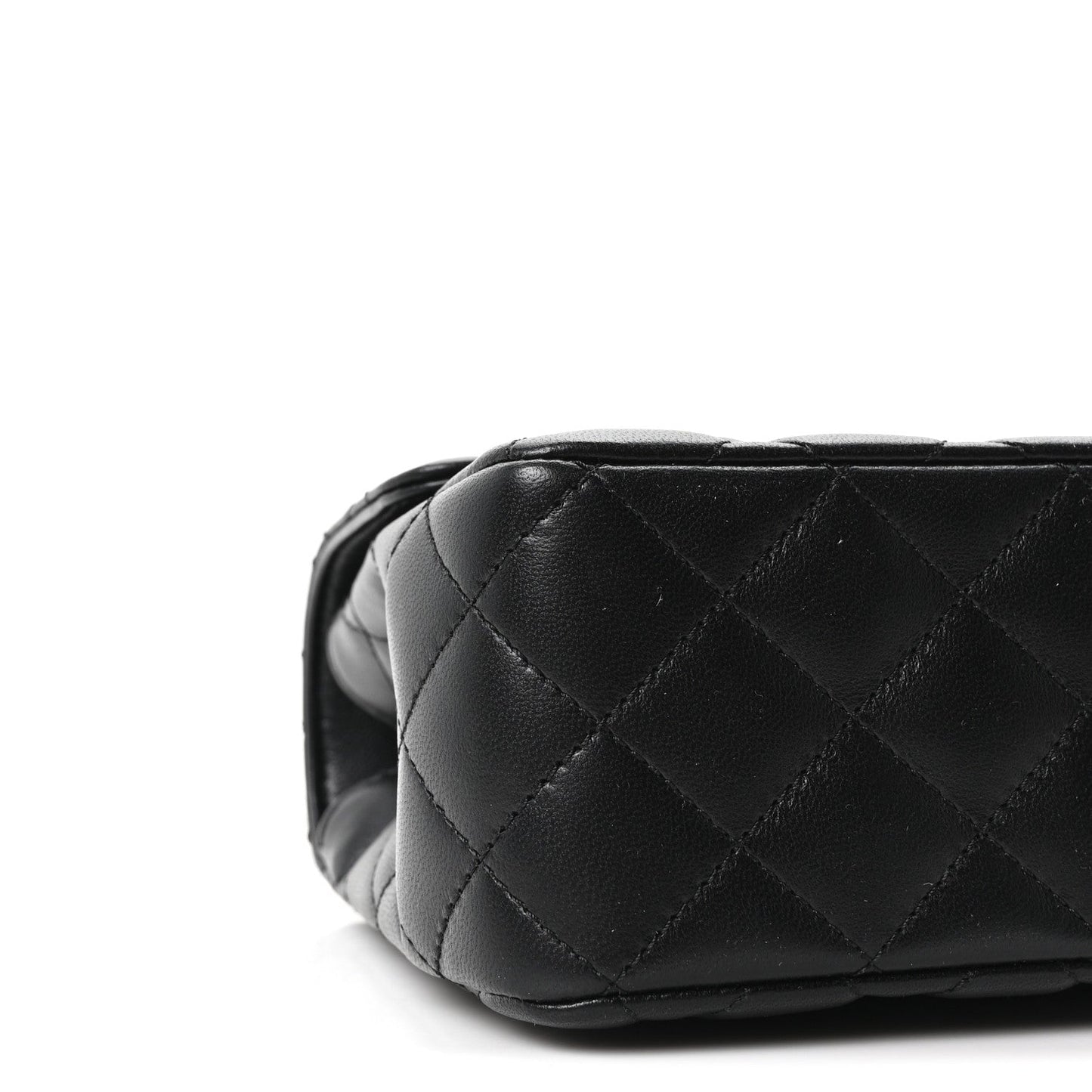 Lambskin Quilted Crystal Top Handle Small Rectangular Flap Black