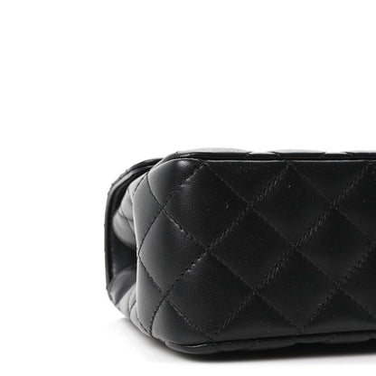 Lambskin Quilted Crystal Top Handle Small Rectangular Flap Black