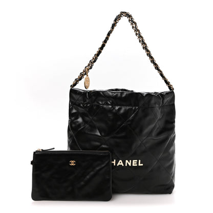 Calfskin Quilted Small Chanel 22 Black