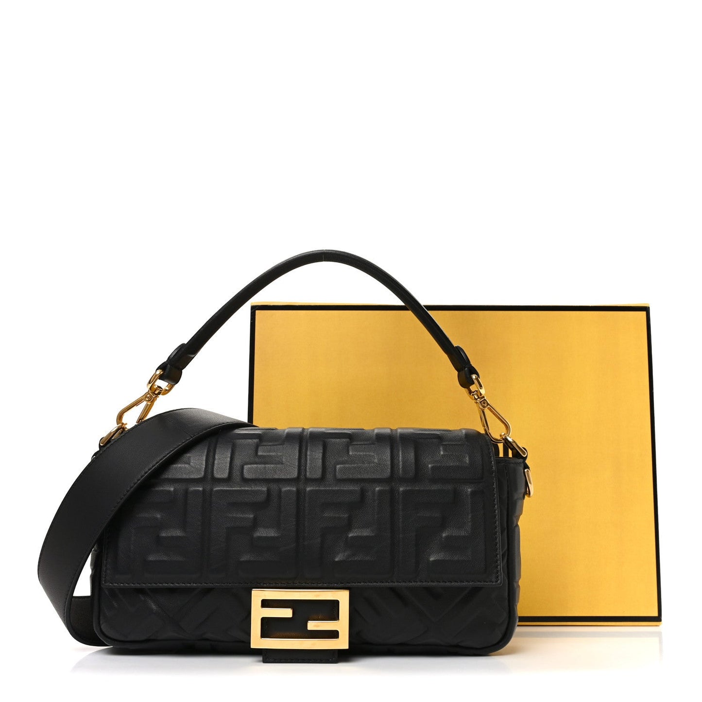 Nappa FF 1974 Embossed Baguette Black