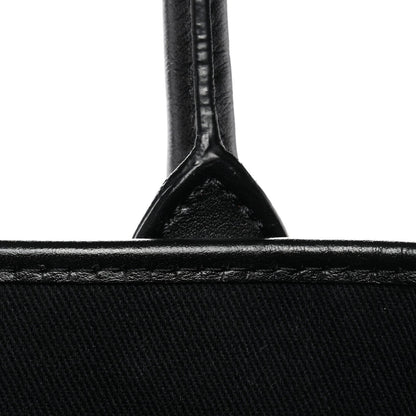 Coated Canvas Calfskin La Greca Signature Tote Bag Black Khaki