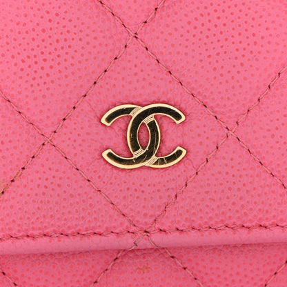 Caviar Quilted Wallet on Chain WOC Pink