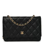 Lambskin Quilted Wallet On Chain WOC Black