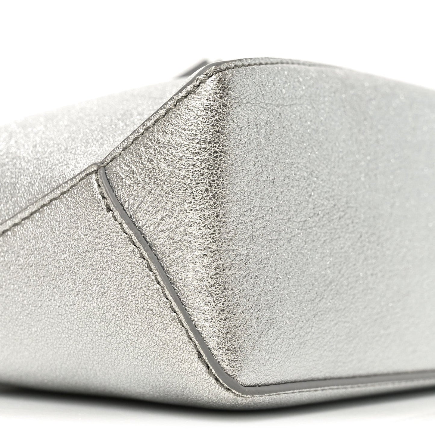 Laminated Lambskin Mini Puzzle Edge Bag Silver