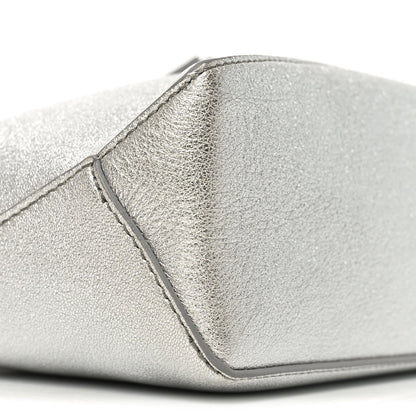 Laminated Lambskin Mini Puzzle Edge Bag Silver