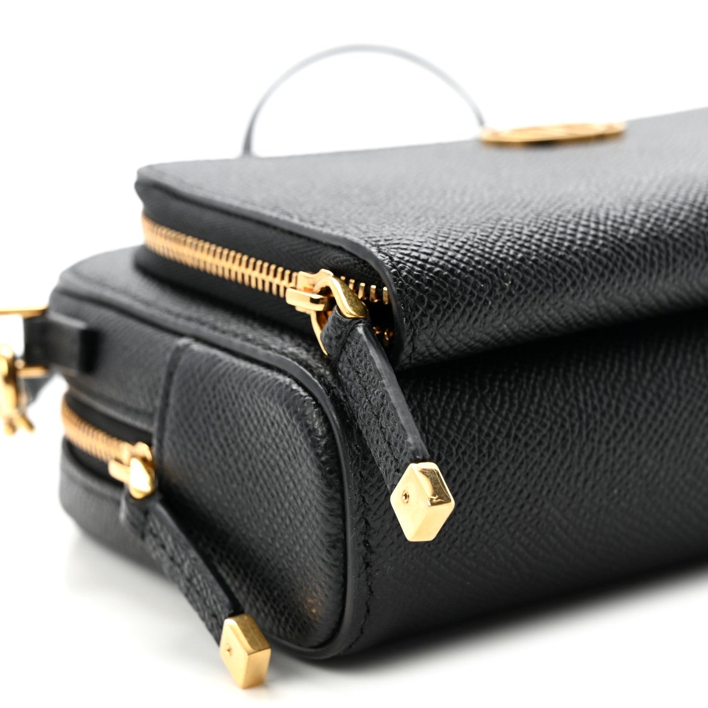 Grained Calfskin Caro Double Pouch Black