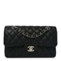 Caviar Quilted Medium Double Flap Black