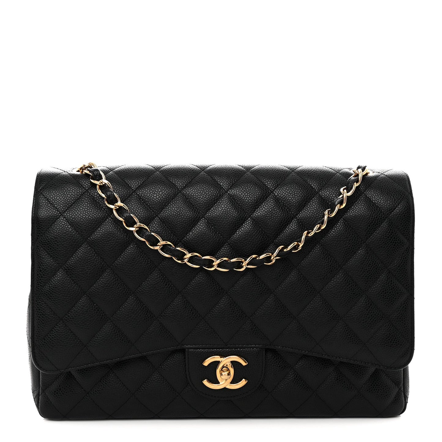 Caviar Quilted Maxi Double Flap Black