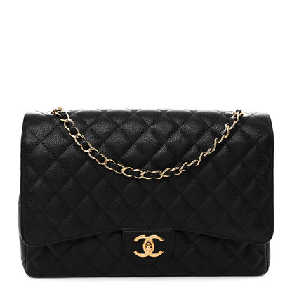 Caviar Quilted Maxi Double Flap Black