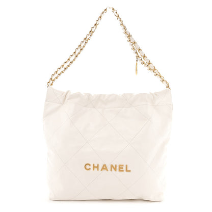 Shiny Calfskin Quilted Small Chanel 22 White