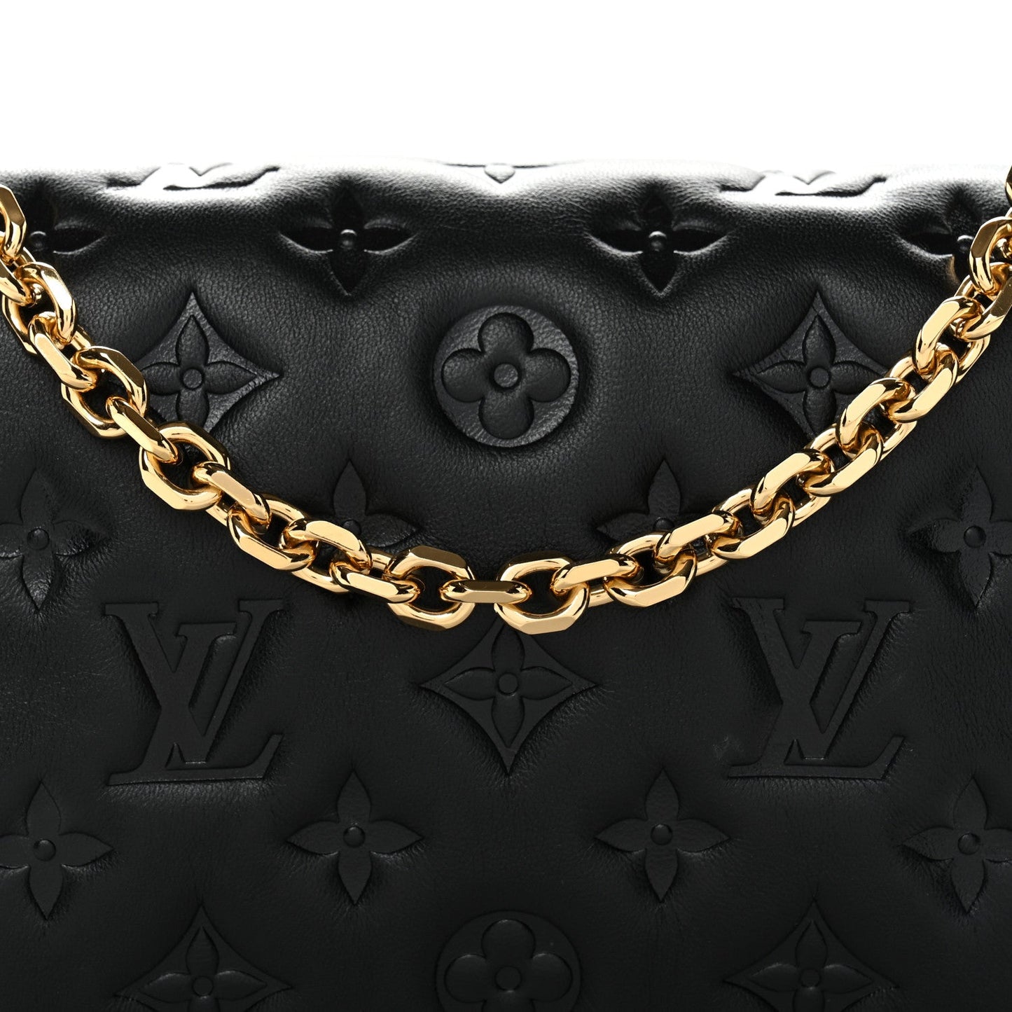 Lambskin Embossed Monogram Pochette Coussin Black