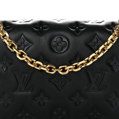 Lambskin Embossed Monogram Pochette Coussin Black