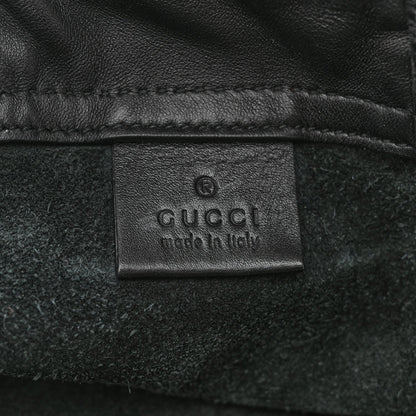 Calfskin Logo Drawstring Backpack Black