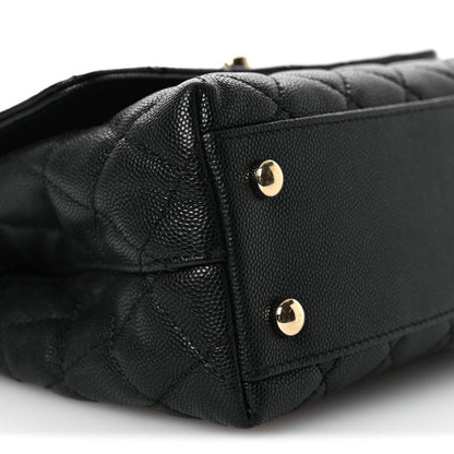 Caviar Quilted Mini Coco Handle Flap Black