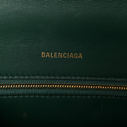 Shiny Calfskin Crocodile Embossed Small Hourglass Top Handle Bag Forest Green