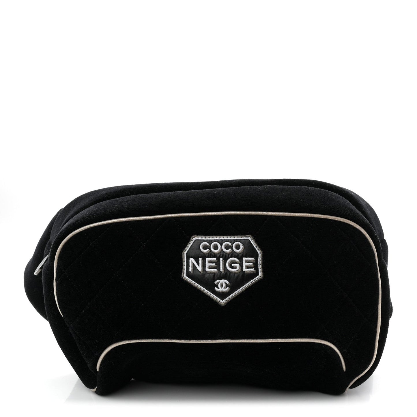 Velvet Quilted Coco Neige Waist Bag Black