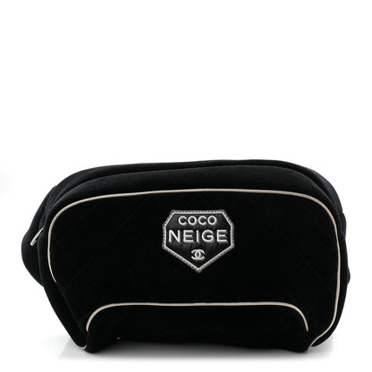 Velvet Quilted Coco Neige Waist Bag Black