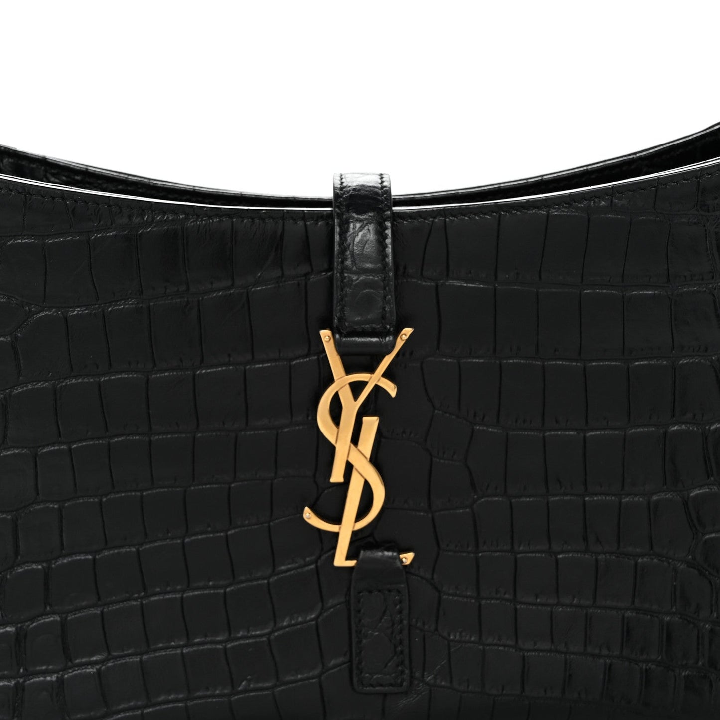 Calfskin Crocodile Embossed Le 5 A 7 Hobo Black