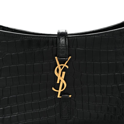 Calfskin Crocodile Embossed Le 5 A 7 Hobo Black