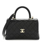 Caviar Quilted Mini Coco Handle Flap Black