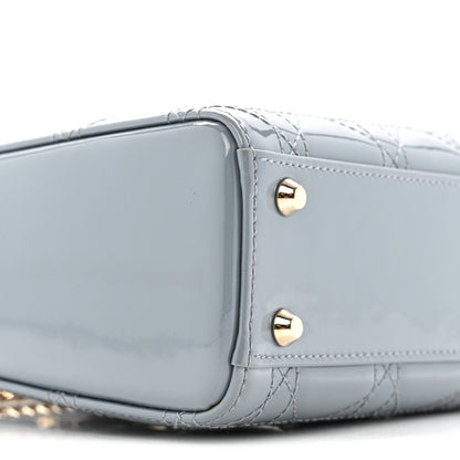 Patent Cannage Mini Lady Dior Grey Stone