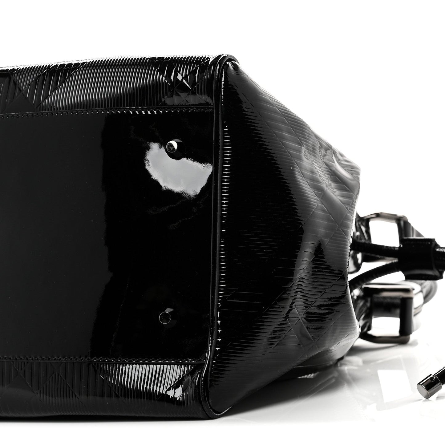 Patent Check Embossed Small Bilmore Tote Black