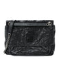 Crinkled Calfskin Matelasse Monogram Medium Niki Chain Satchel Black