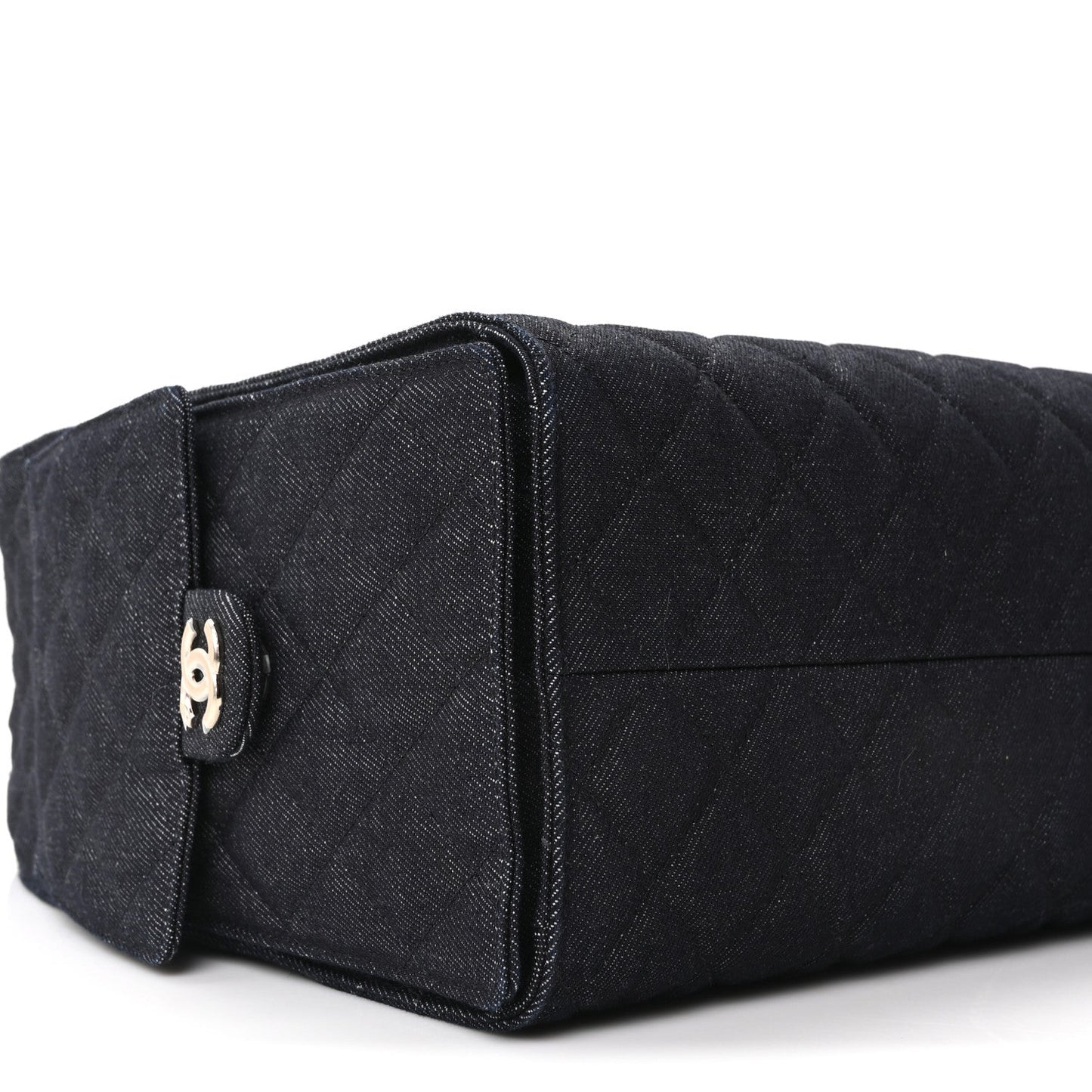 Denim Quilted Medium Chanel 25 Handbag Dark Blue