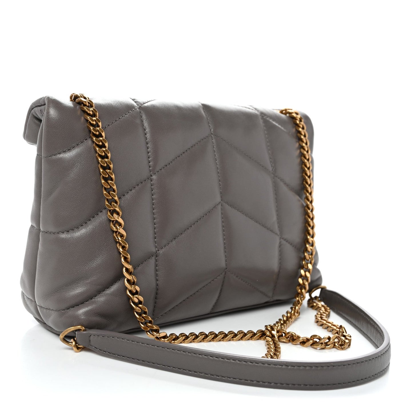 Lambskin Quilted Toy Loulou Puffer Monogram Chain Satchel Storm