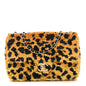 Sequin Mixed Fibers Leopard Print Mini Rectangular Flap Black Orange
