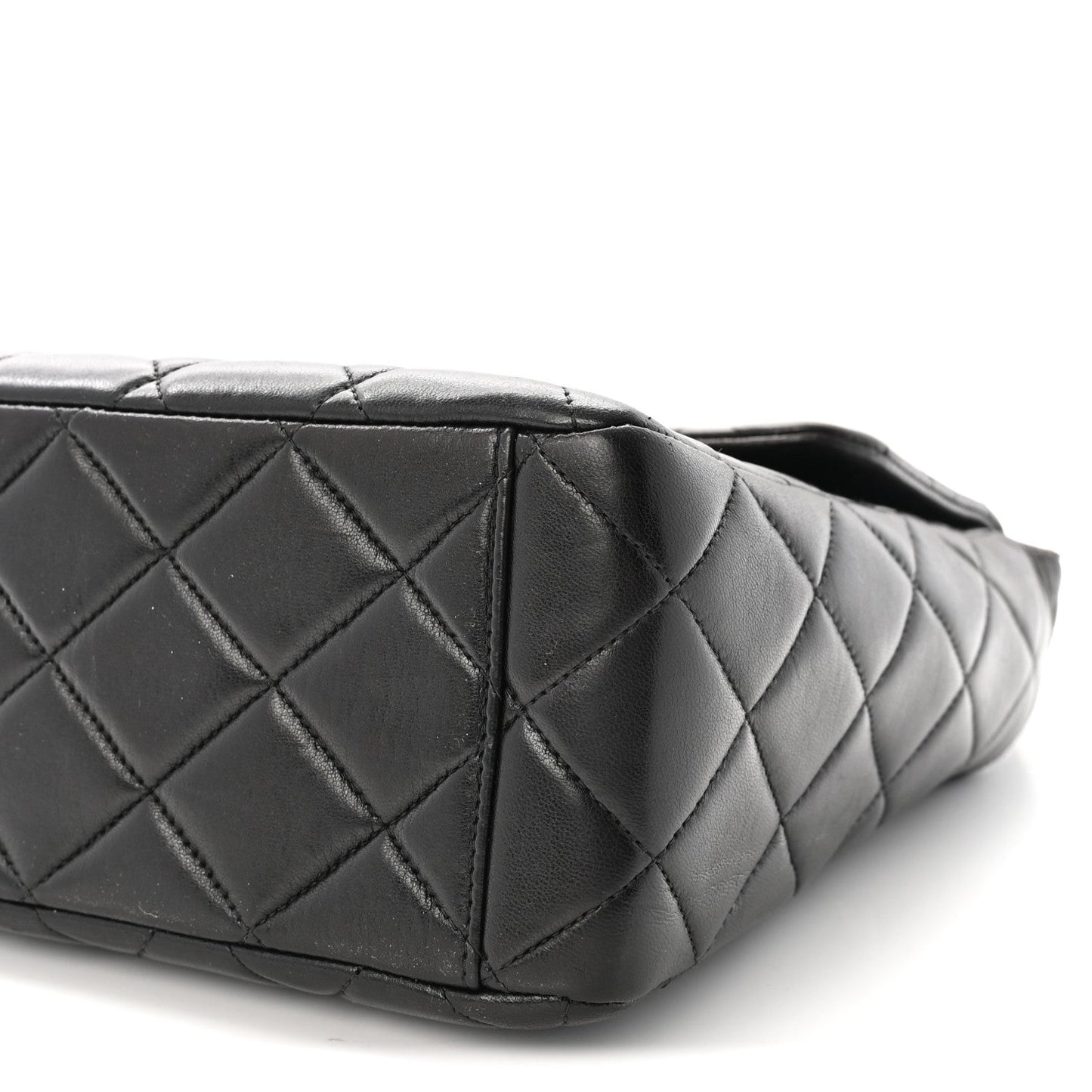 Lambskin Quilted Flap Shoulder Bag Black
