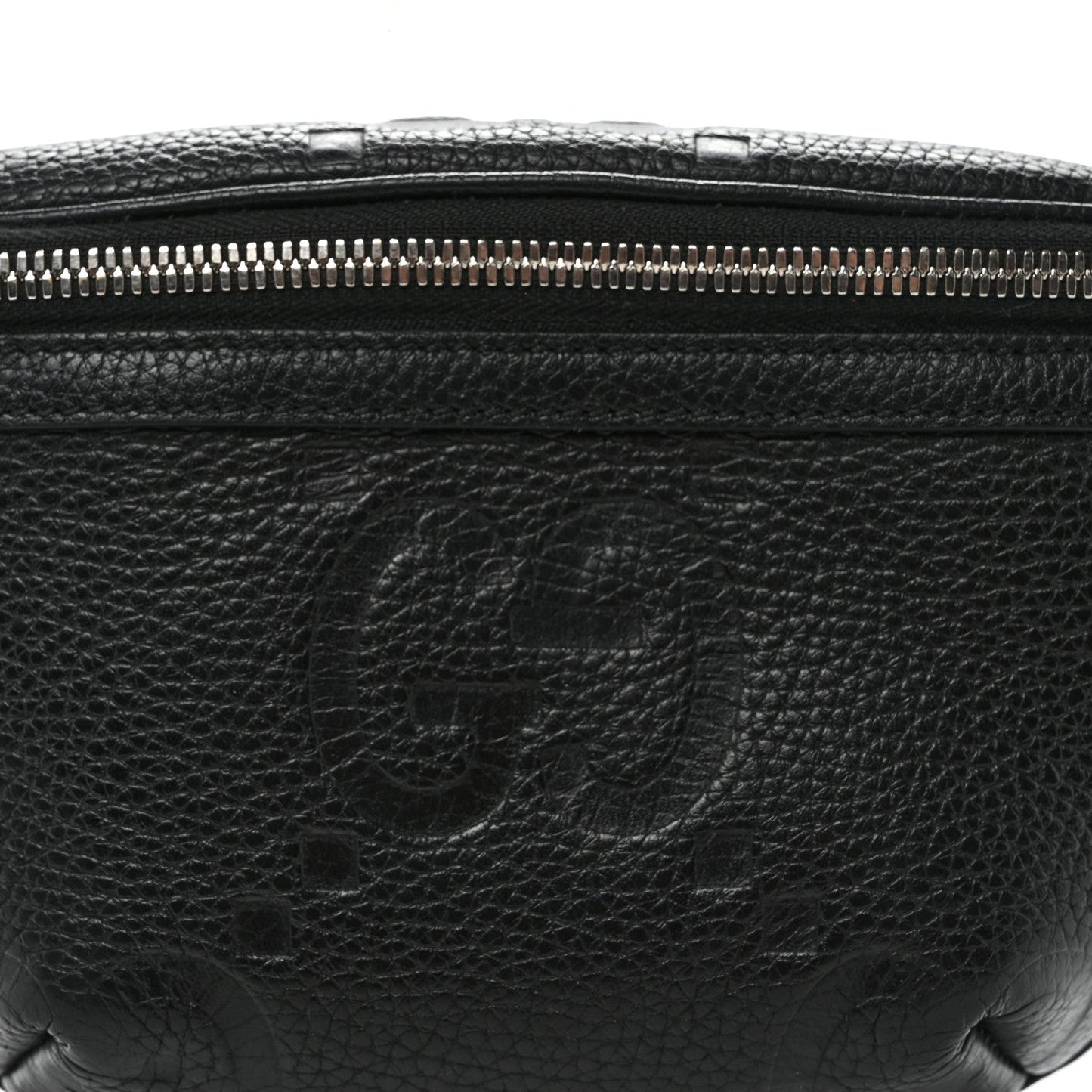 Piuma Calfskin Jumbo GG Embossed Small Belt Bag Black