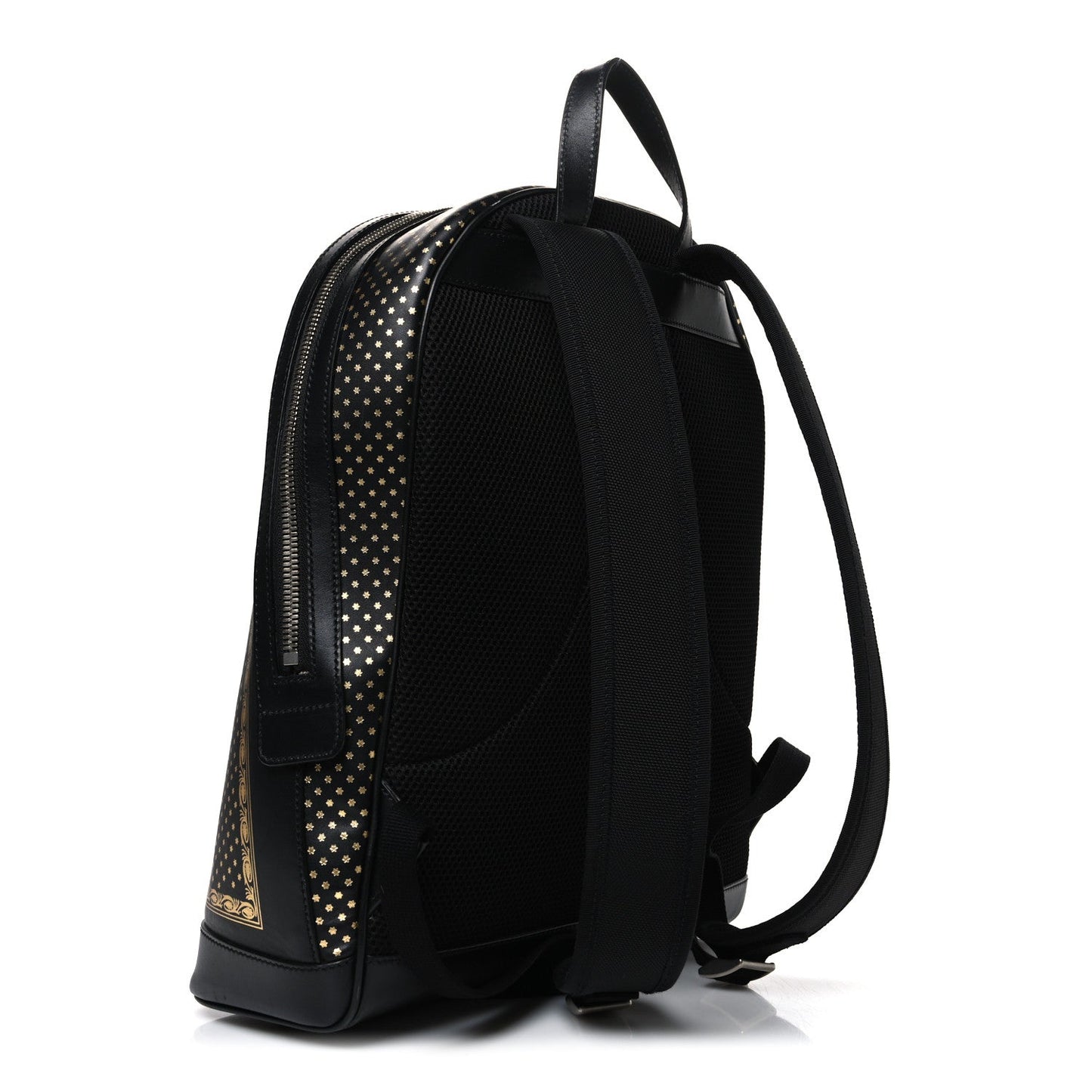 X SEGA Calfskin GUCCY Stars Dome Backpack Black Gold
