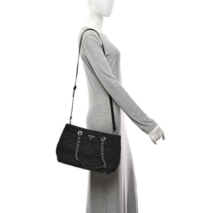 Nylon Tessuto Impuntu Quilted Tote Black