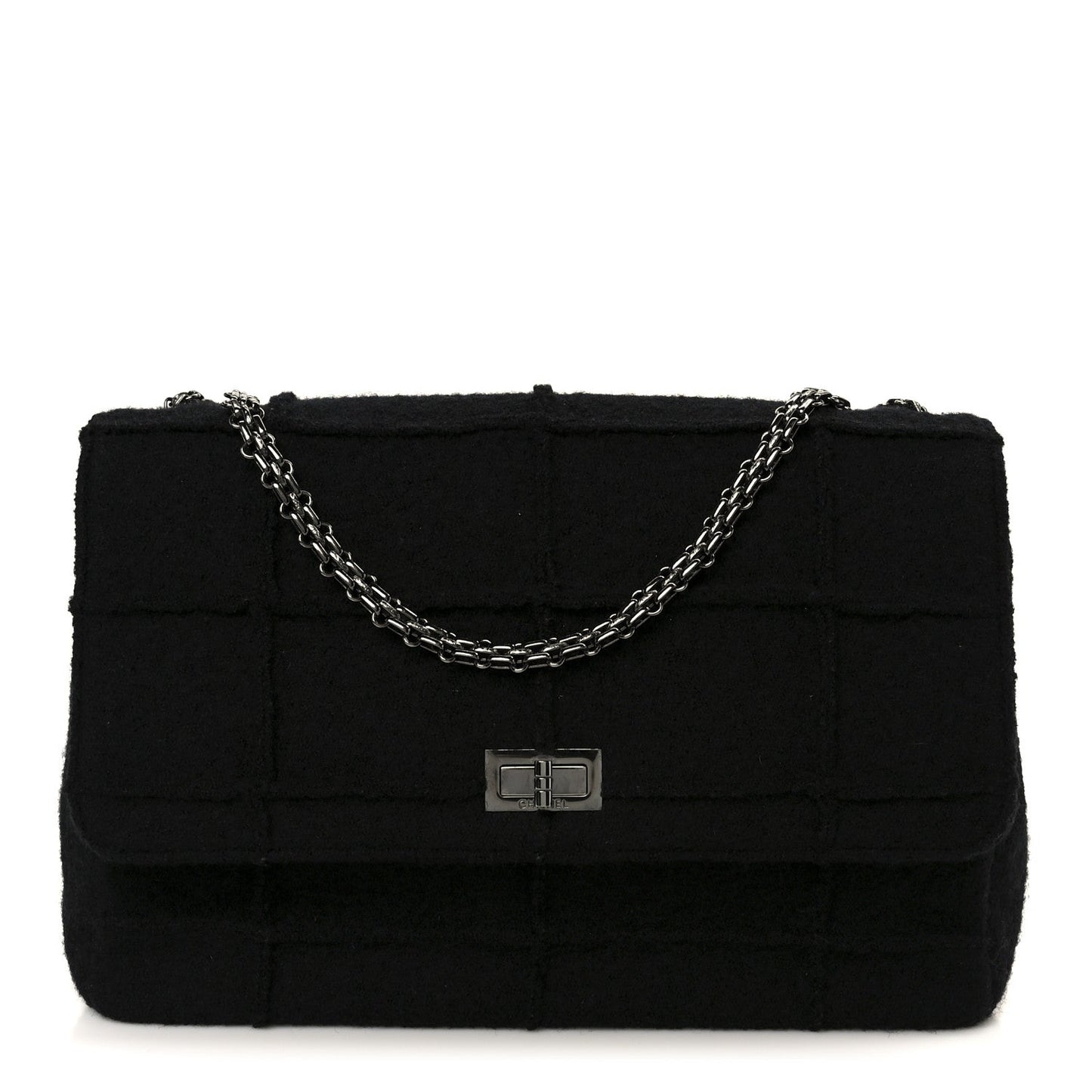 Wool Jumbo Chocolate Bar Mademoiselle Flap Black
