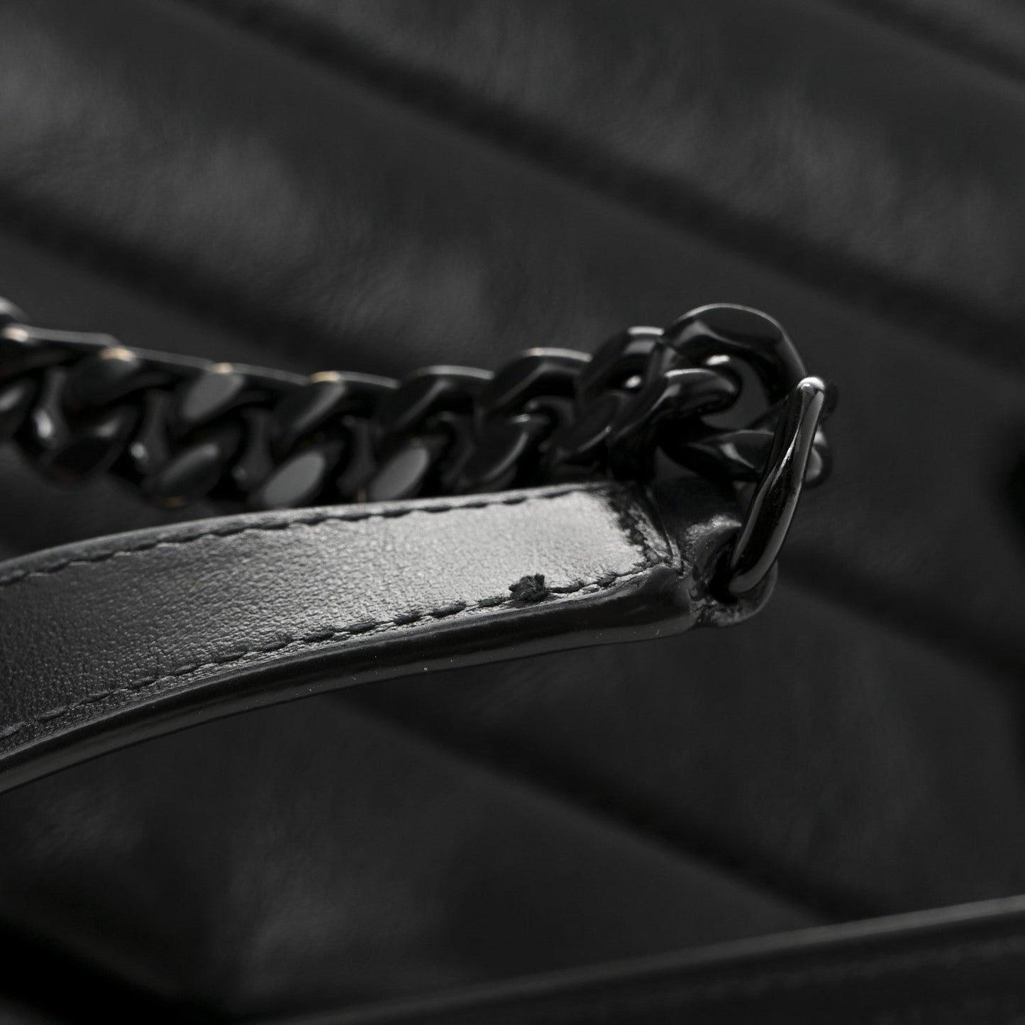 Calfskin Y Quilted Monogram Monochrome Large Loulou Chain Satchel Black