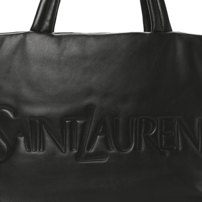 Lambskin Wide Puffer Tote Black