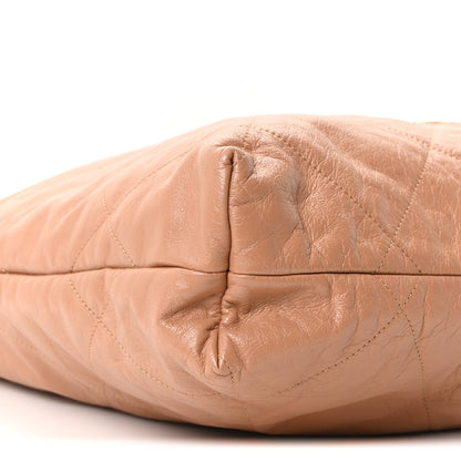 Shiny Calfskin Quilted Large Chanel 22 Brown