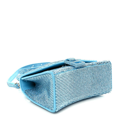 Strass Suede Hourglass Top Handle Bag XS Light Blue