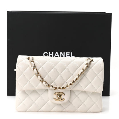 Caviar Quilted Small Double Flap White
