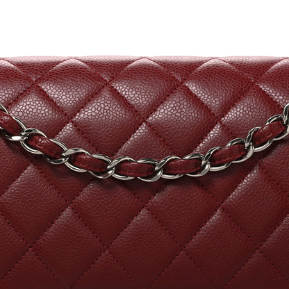 Caviar Quilted Jumbo Double Flap Burgundy